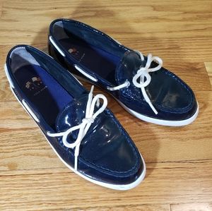 Cole Haan Blue Patent Boater Slip on shoes